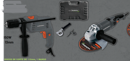 [2124] KIT TALADRO PERCUTOR + AMOLADORA ANGULAR + ACCESORIOS